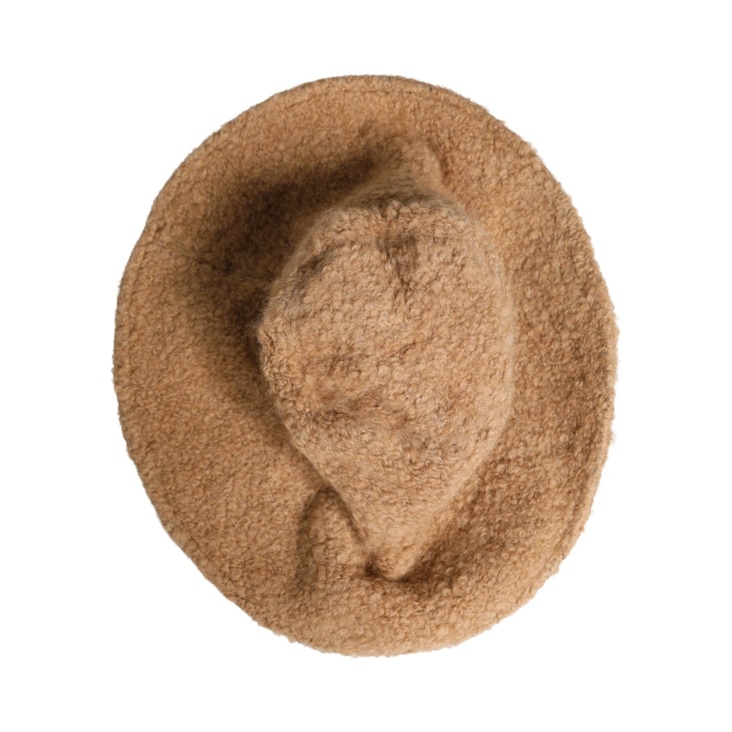 Beige Virgin Wool Fur Women Knitted Capello Hat