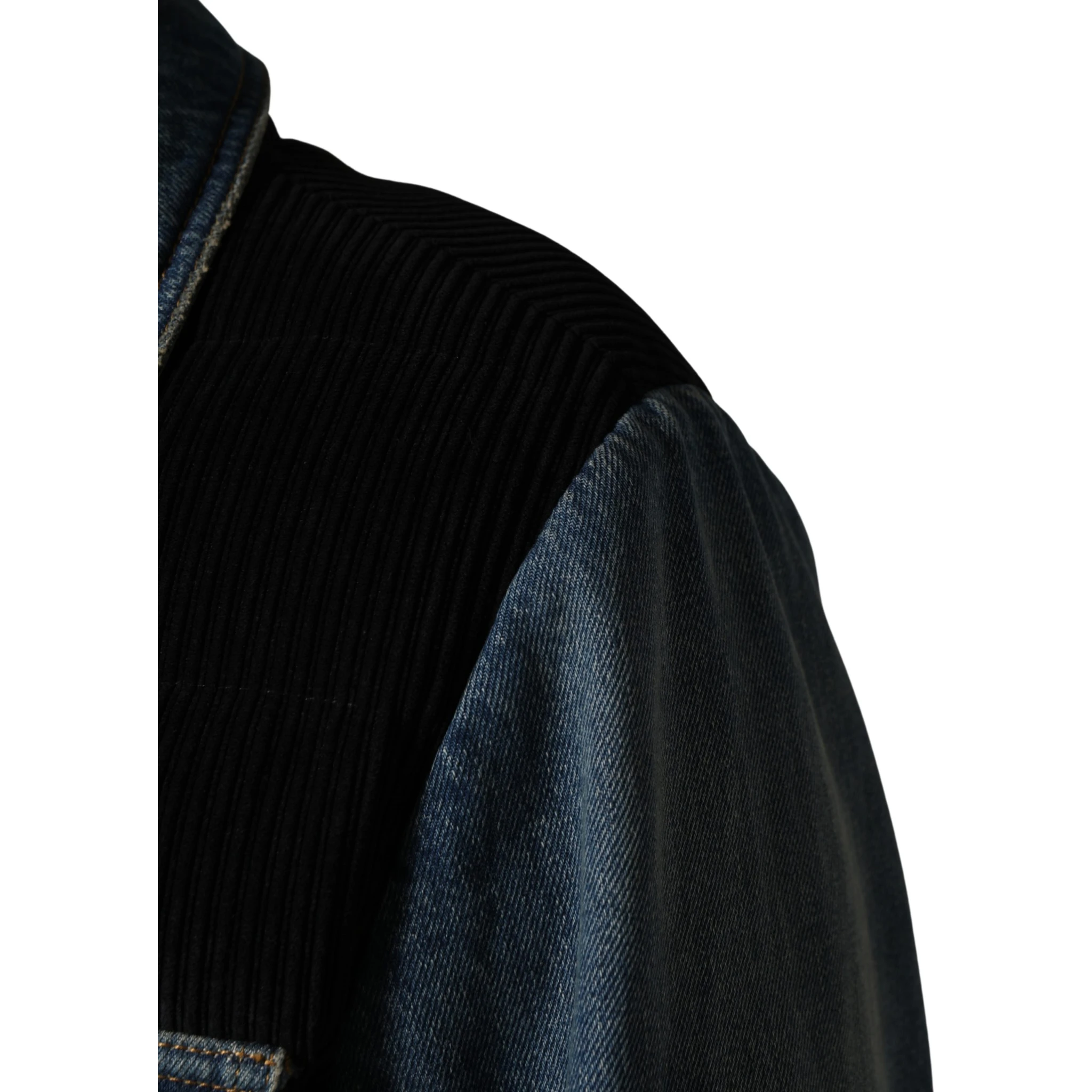 Black Blue Cotton Denim Blouson Men  Jacket