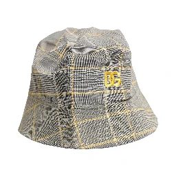 Men Gray Checkered Bucket Fisherman Capello Hat