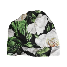Black Floral Motif Turban Headwear Women Hat