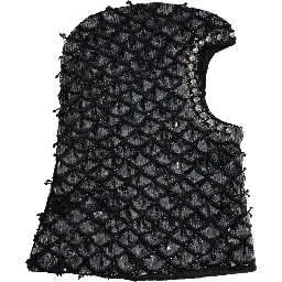 Black Wool Crystal Embellished Balaclava Hat