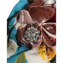 Blue Floral Motif Turban Headwear Women Hat