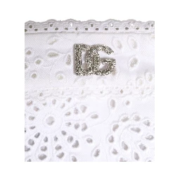 White Cotton Embroidered DG Crystal Headwear Hat