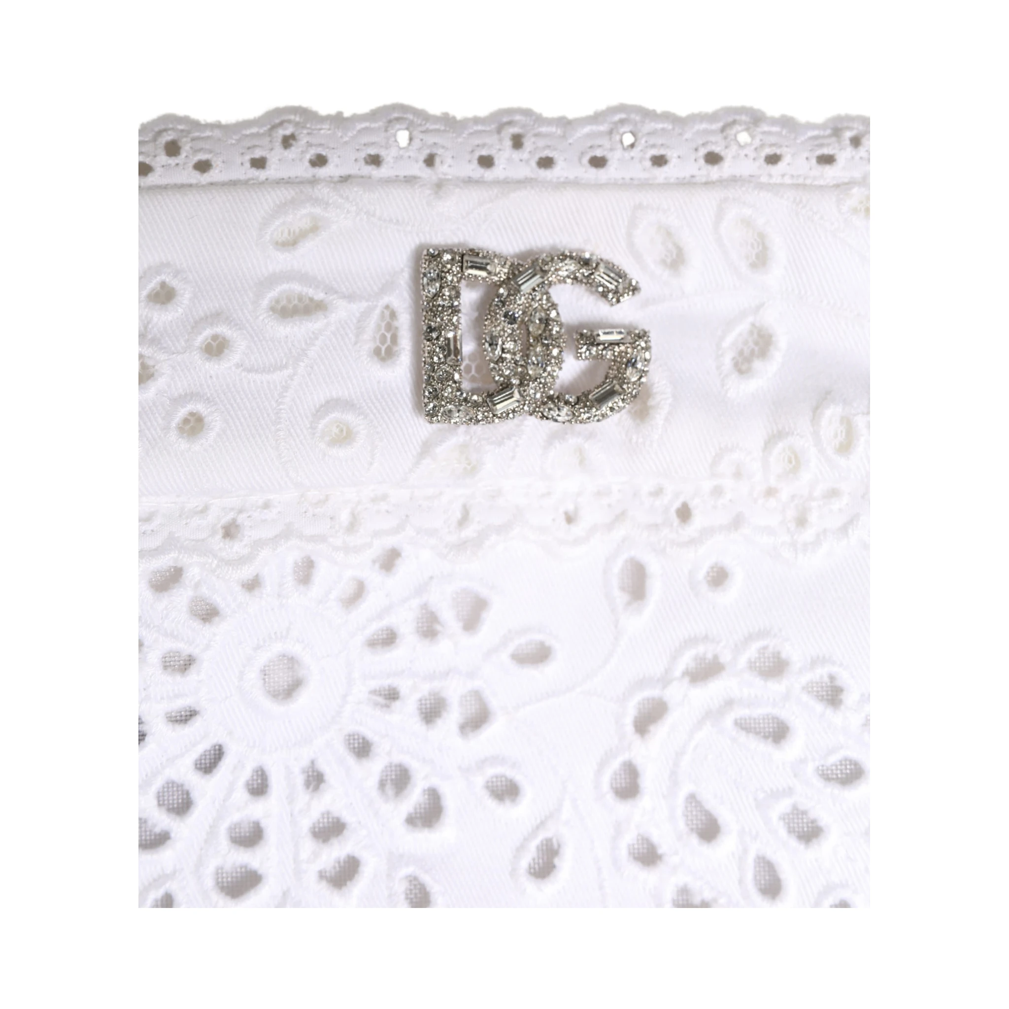 White Cotton Embroidered DG Crystal Headwear Hat