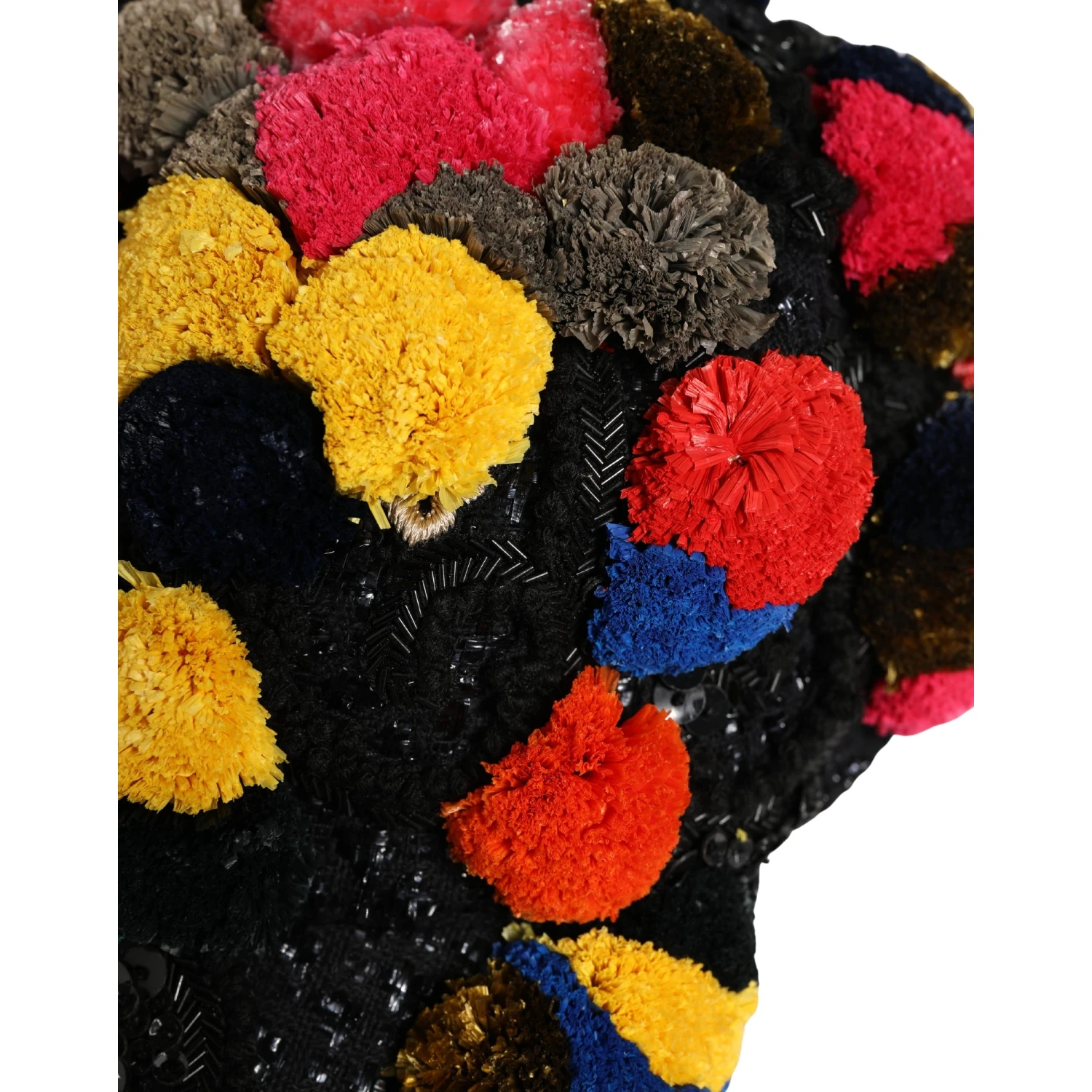 Multicolor Pom Poms Sequin Embellishment Hat