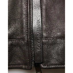 Black LambskinLeather Full Zip Biker Jacket