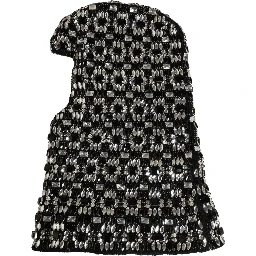 Black Wool Crystal Embellished Balaclava Hat