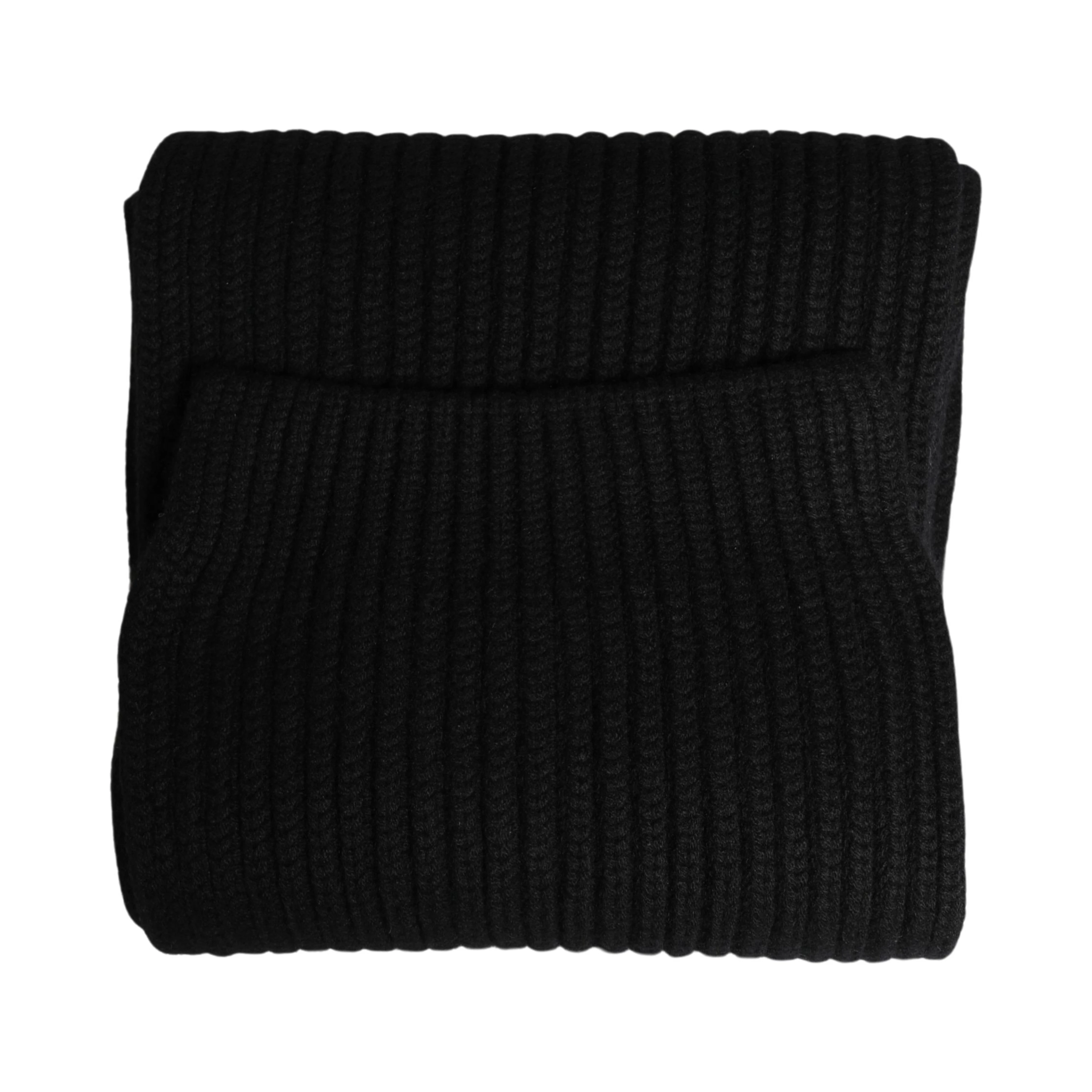Black Cashmere Knitted Men Neck Warmer One Size Scarf