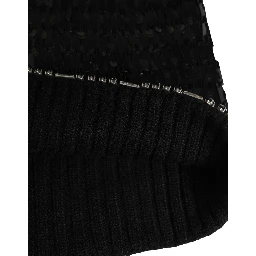 Black Wool Crystal Embellished Balaclava Hat