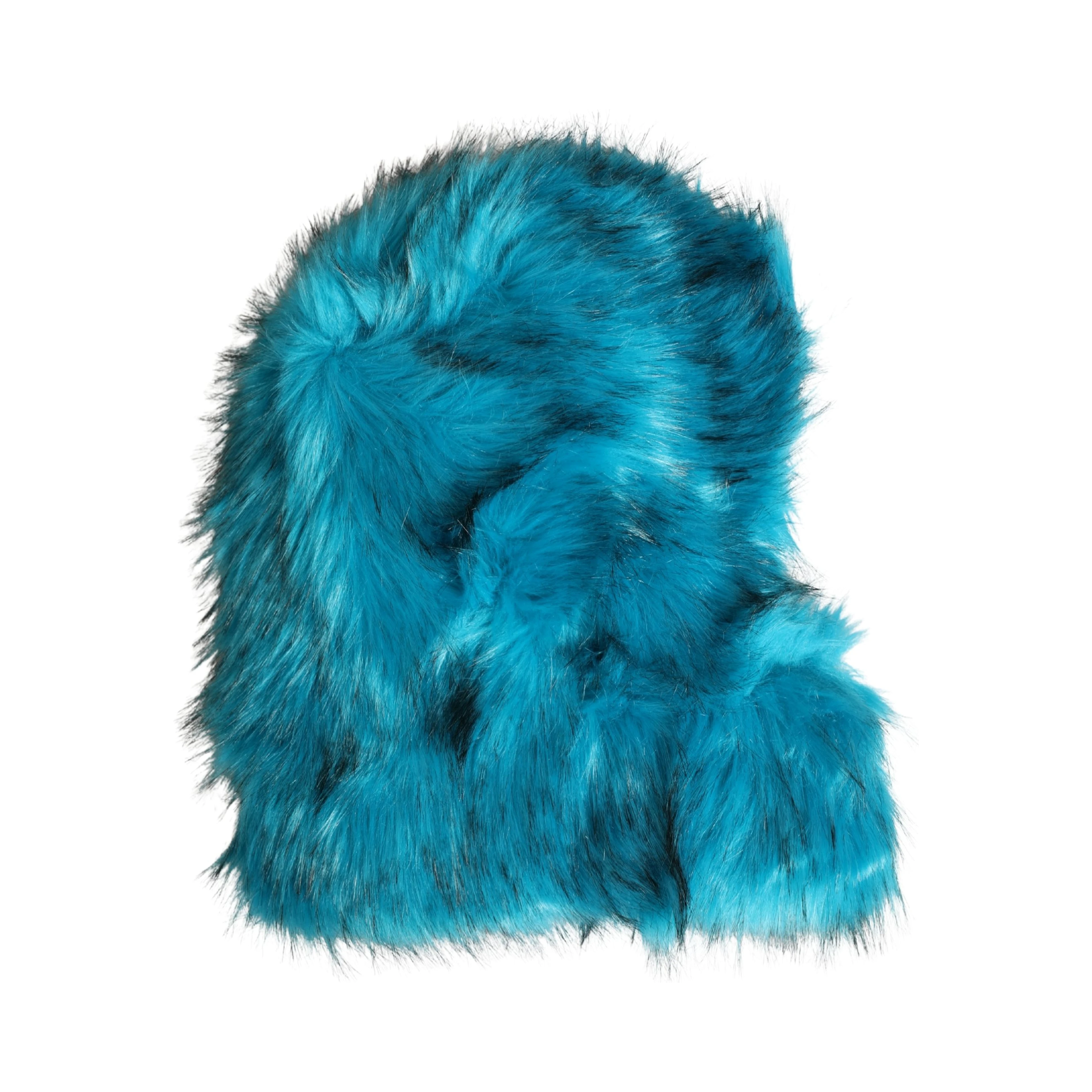 Blue Modacrylic Fur Women Bucket Capello Hat
