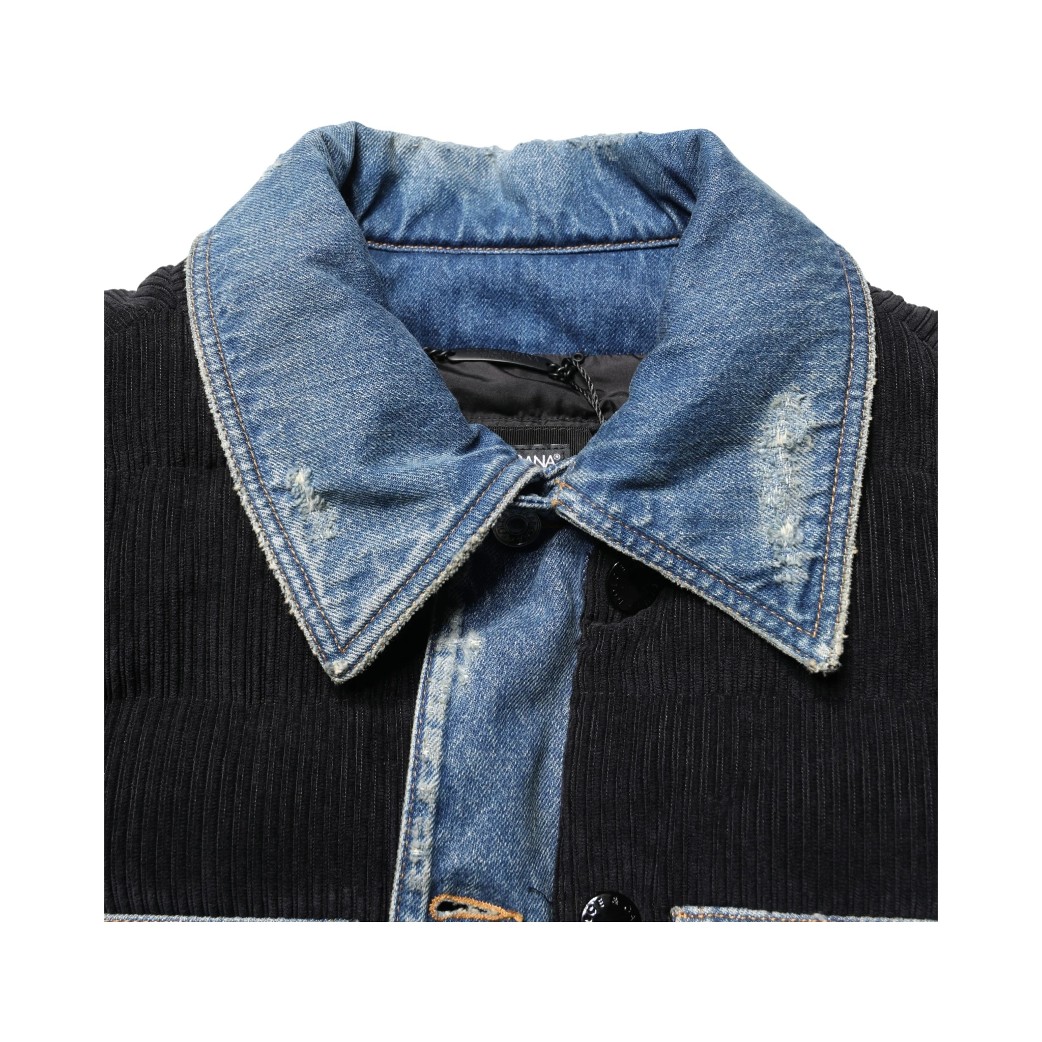 Black Blue Cotton Denim Blouson Men  Jacket