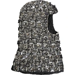 Black Wool Crystal Embellished Balaclava Hat