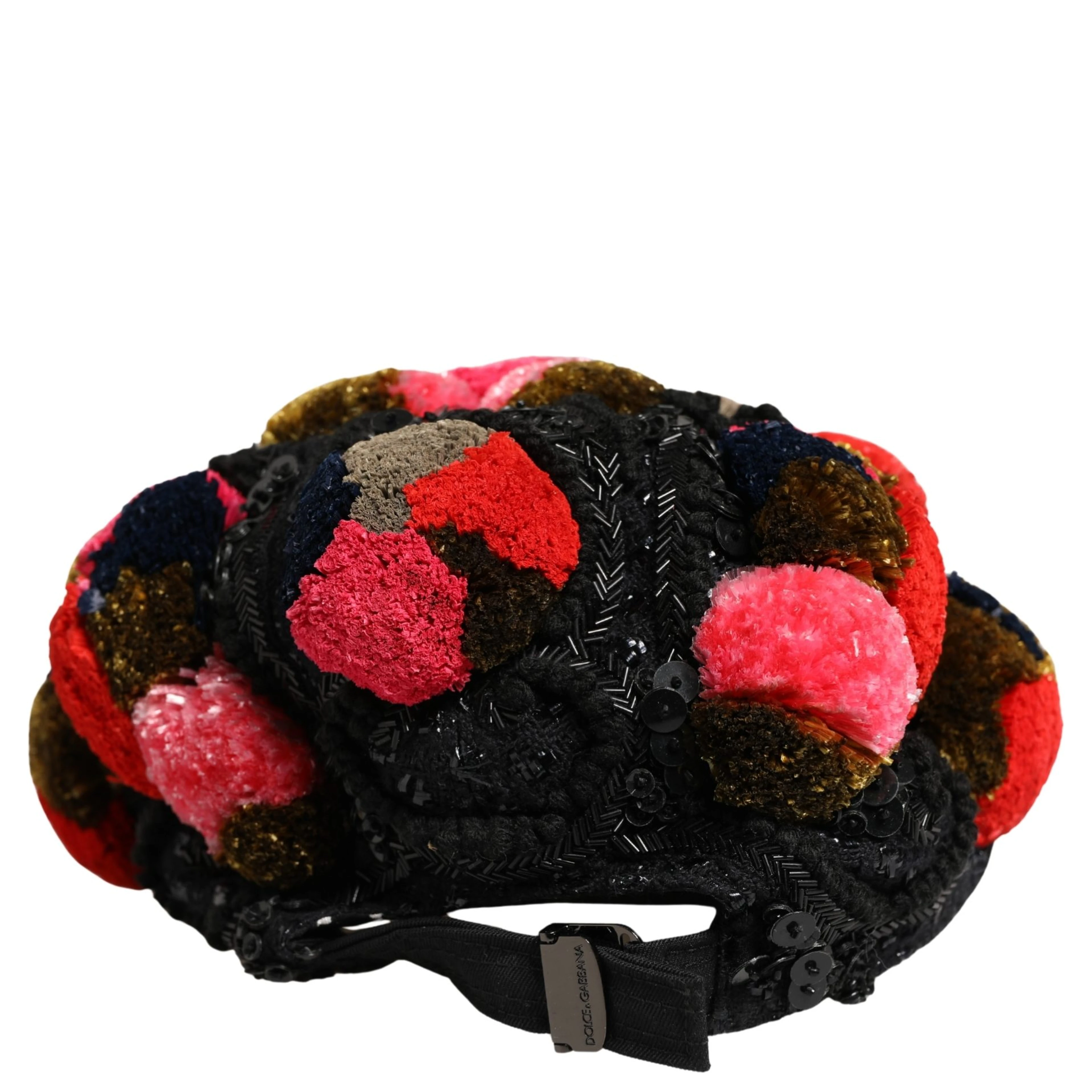 Multicolor Pom Poms Sequin Embellishment Hat