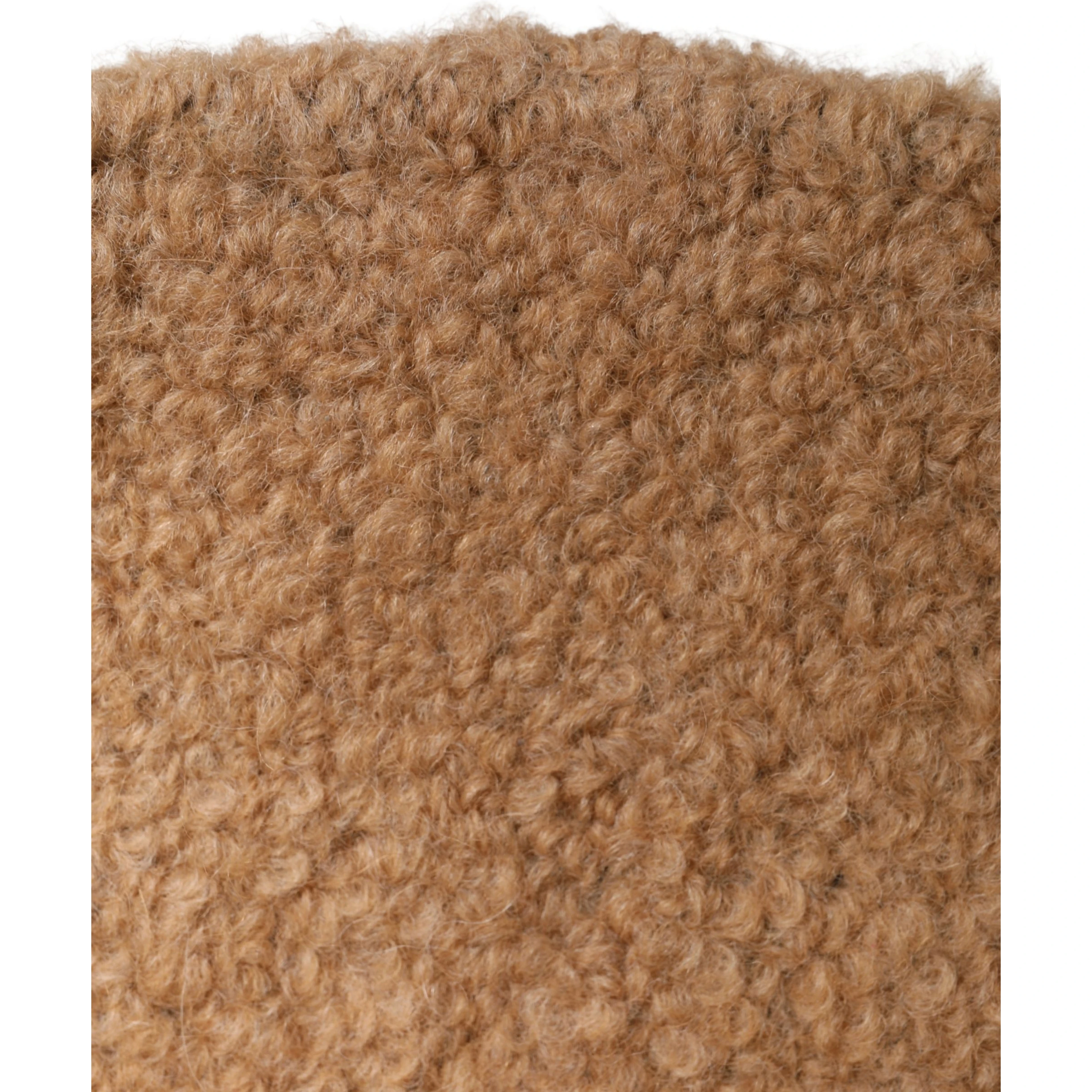 Beige Virgin Wool Fur Women Knitted Capello Hat
