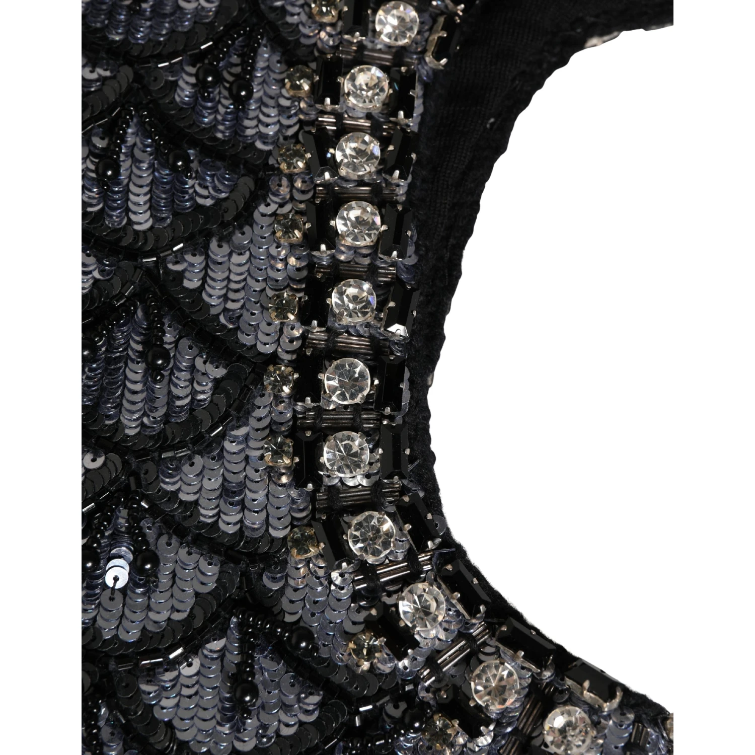 Black Wool Crystal Embellished Balaclava Hat
