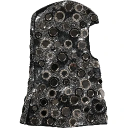 Black Wool Crystal Embellished Balaclava Hat