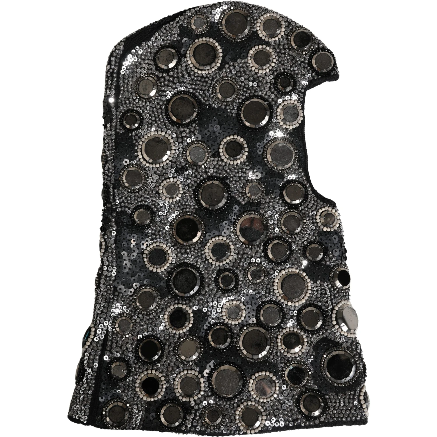 Black Wool Crystal Embellished Balaclava Hat