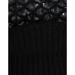 Black Wool Crystal Embellished Balaclava Hat