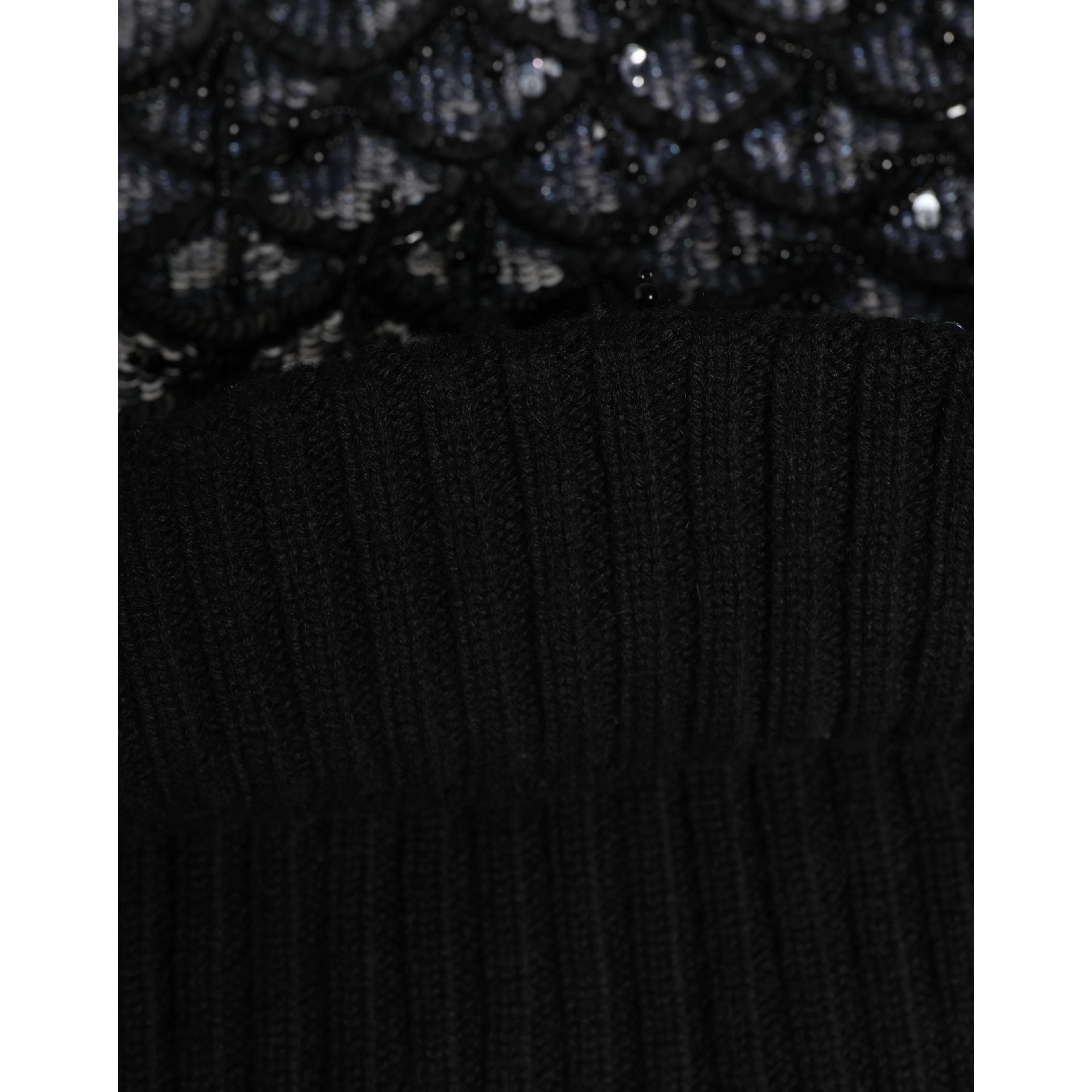 Black Wool Crystal Embellished Balaclava Hat