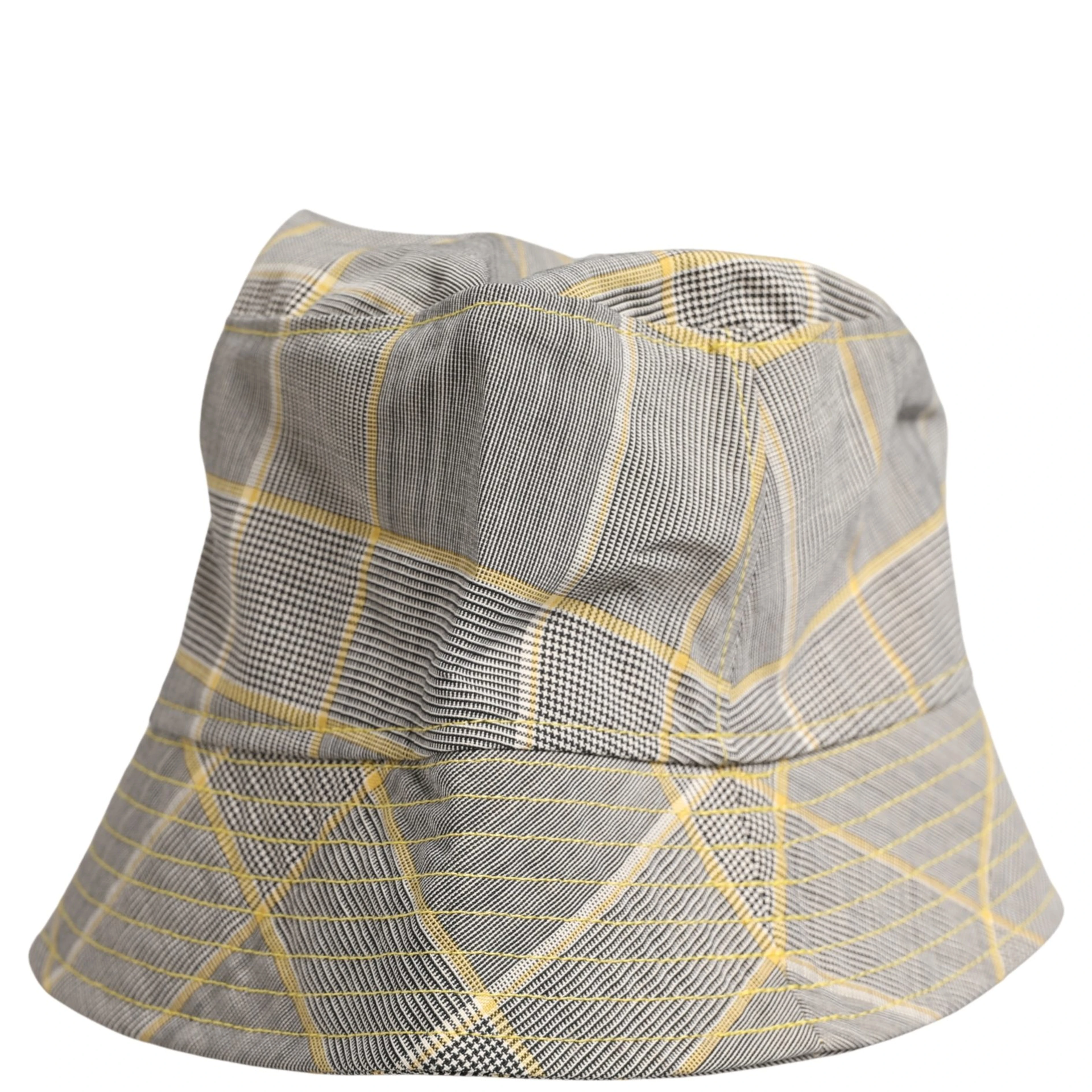 Men Gray Checkered Bucket Fisherman Capello Hat