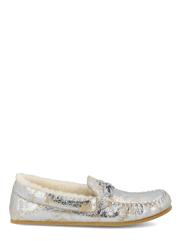 Leather loafers with wool lining