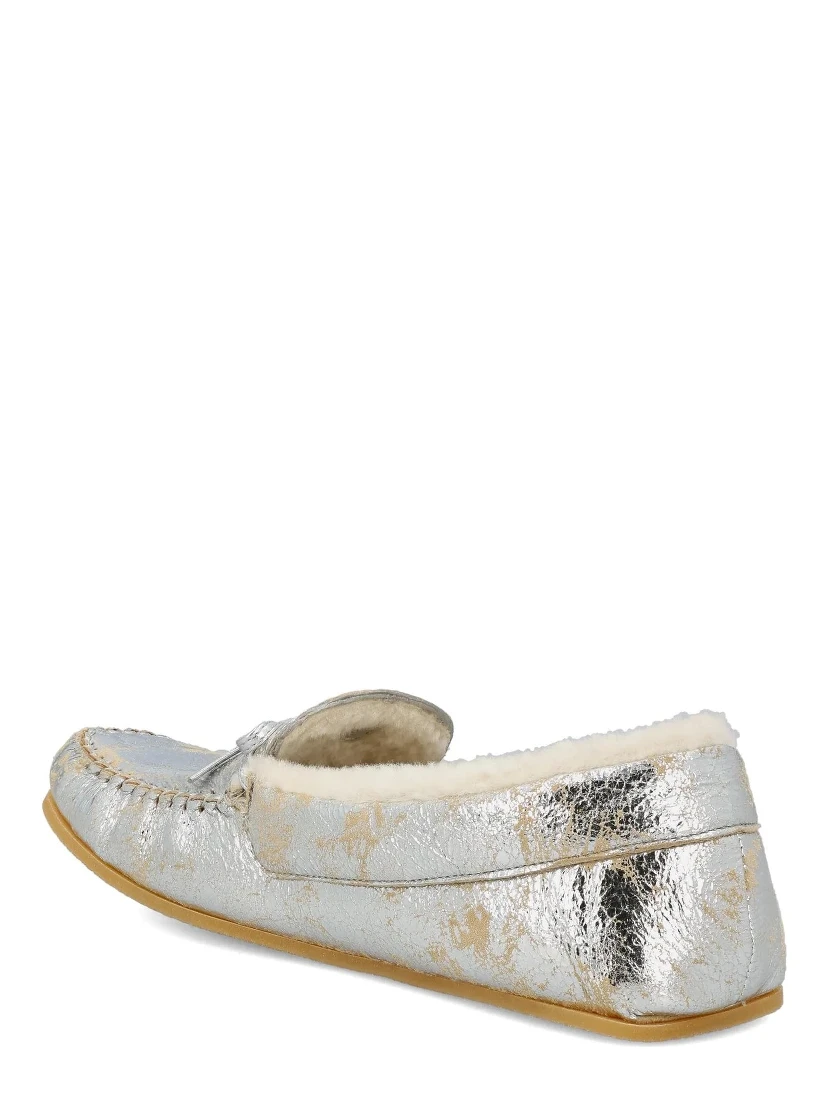 Leather loafers with wool lining