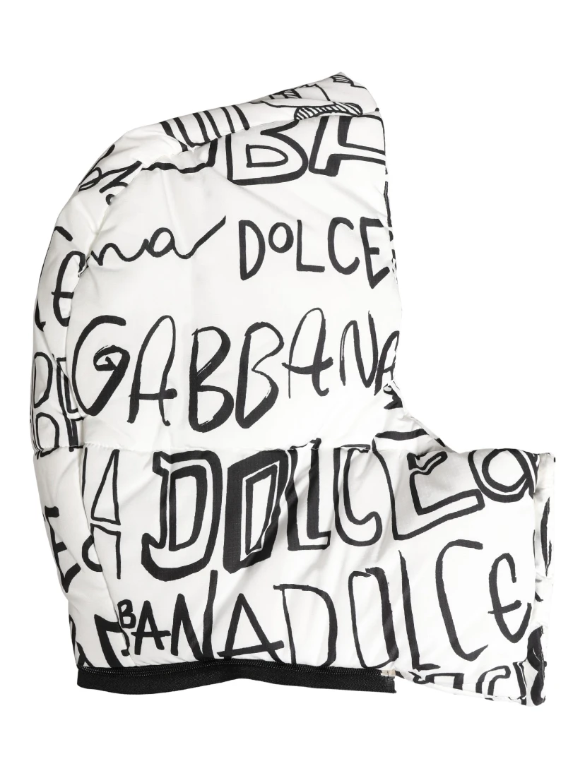 White Logo Print Whole Head Wrap Capello Hat
