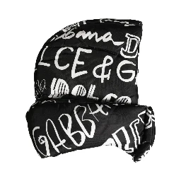 Black Logo Print Whole Head Wrap Capello Hat