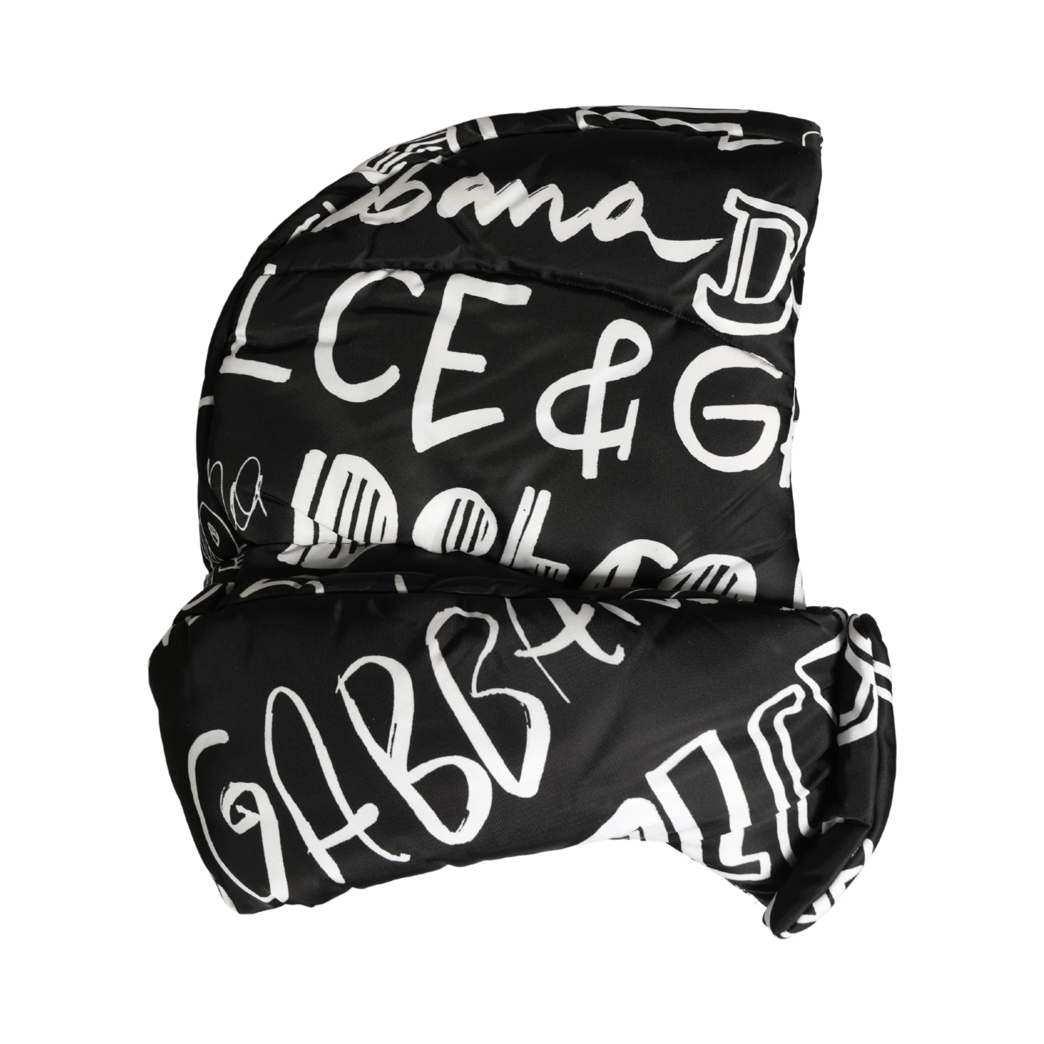 Black Logo Print Whole Head Wrap Capello Hat