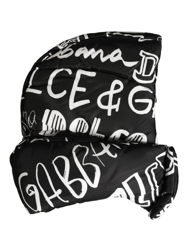 Black Logo Print Whole Head Wrap Capello Hat alternative