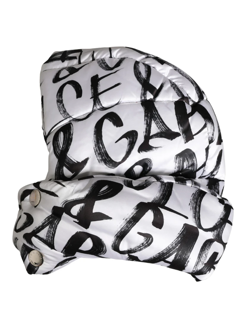 White Logo Print Whole Head Wrap Capello Hat