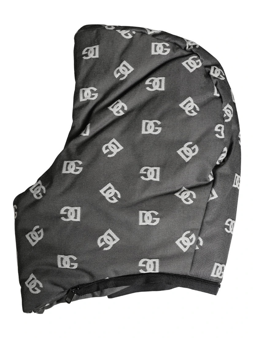 Black Logo Print Whole Head Wrap Capello Hat