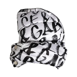 White Logo Print Whole Head Wrap Capello Hat