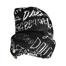 Black Logo Print Whole Head Wrap Capello Hat