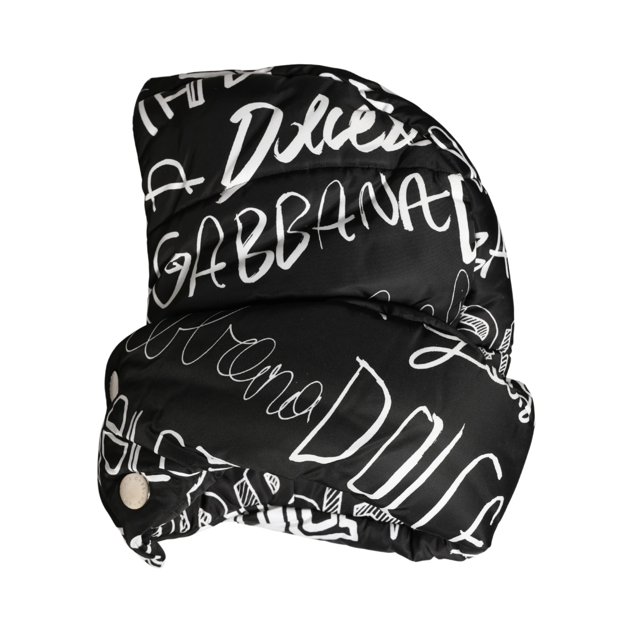 Black Logo Print Whole Head Wrap Capello Hat
