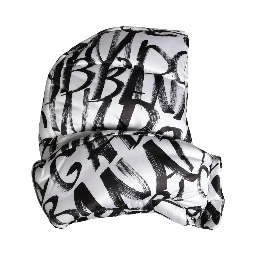 White Logo Print Whole Head Wrap Capello Hat
