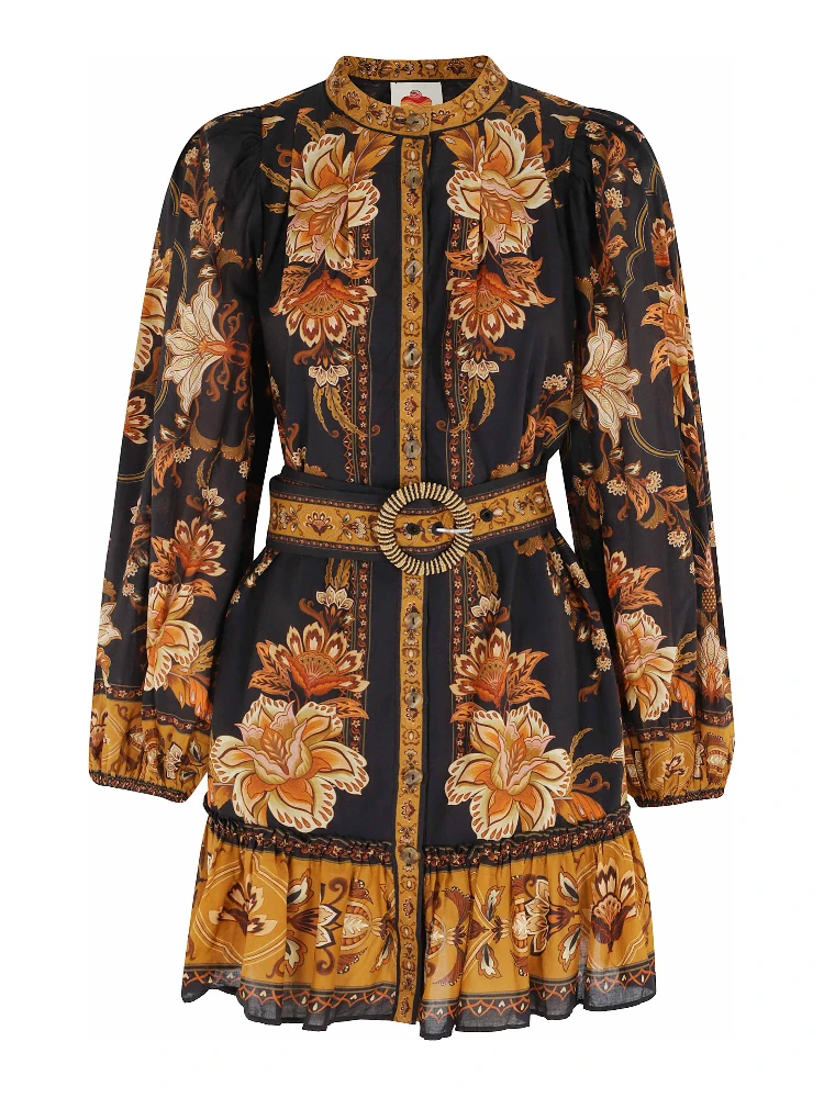 MAJESTIC GARDEN BLACK MINI DRESS