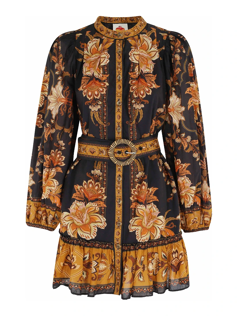 MAJESTIC GARDEN BLACK MINI DRESS