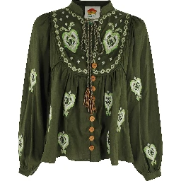 بلوزة مطرزة خضراء