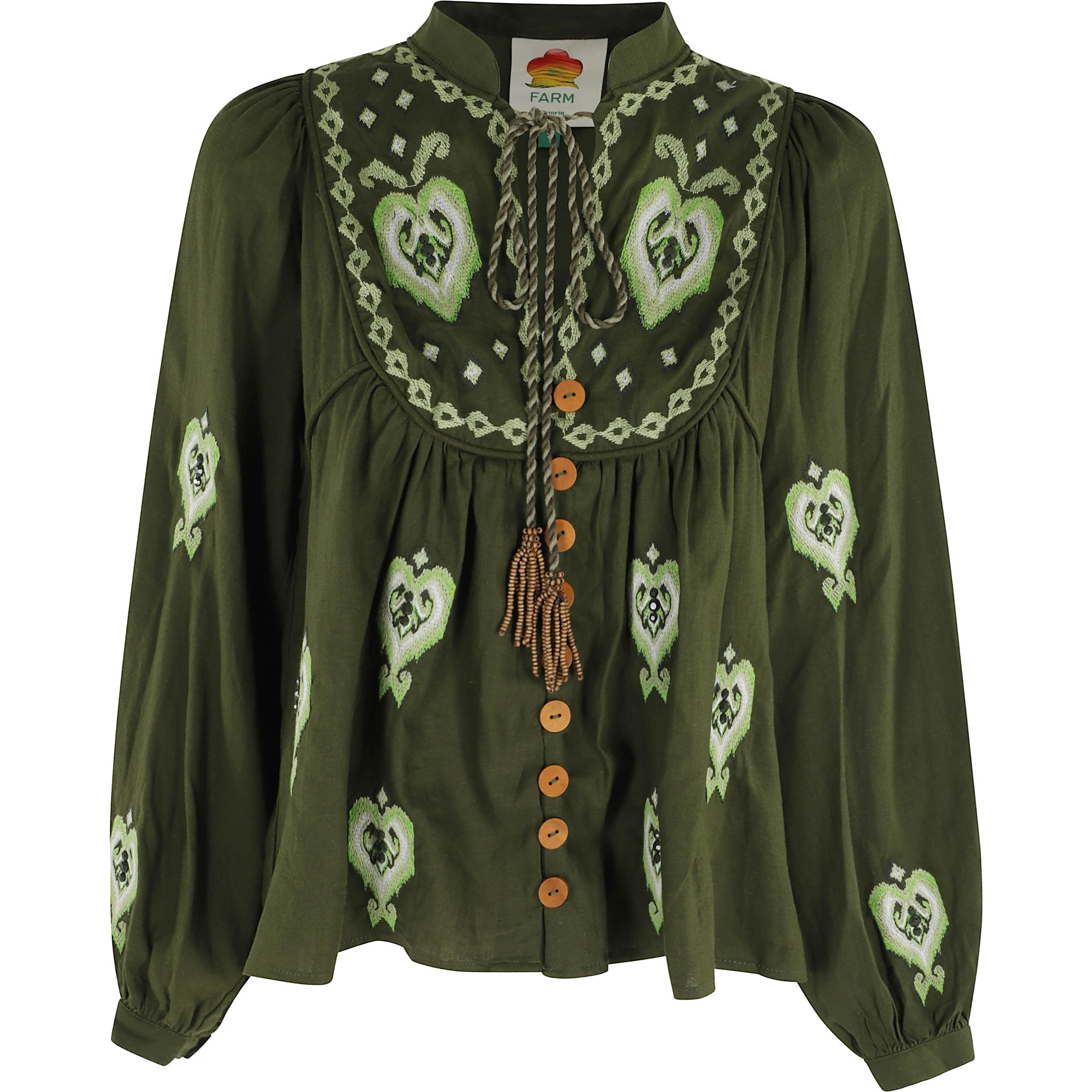 GREEN EMBROIDERED BLOUSE