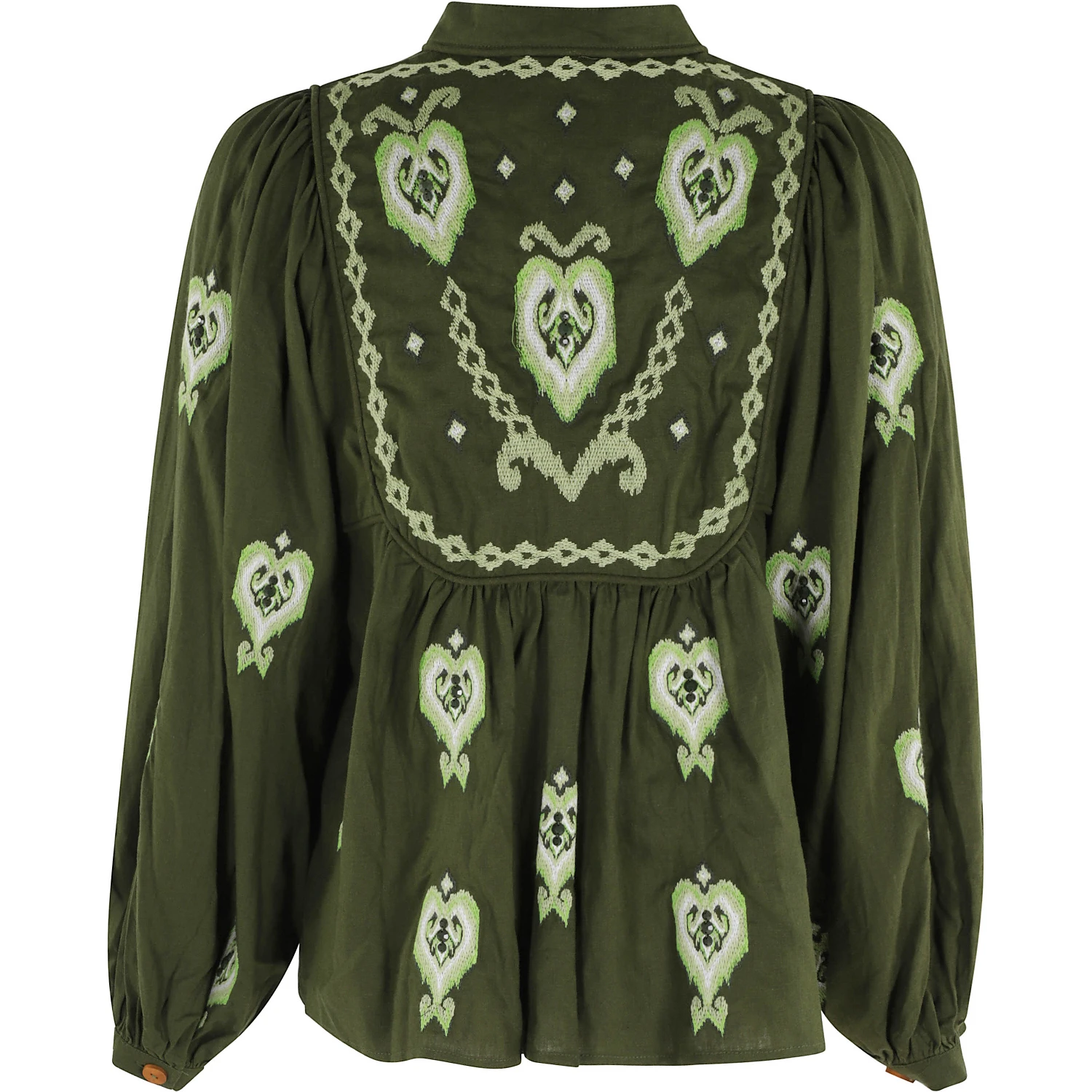 GREEN EMBROIDERED BLOUSE
