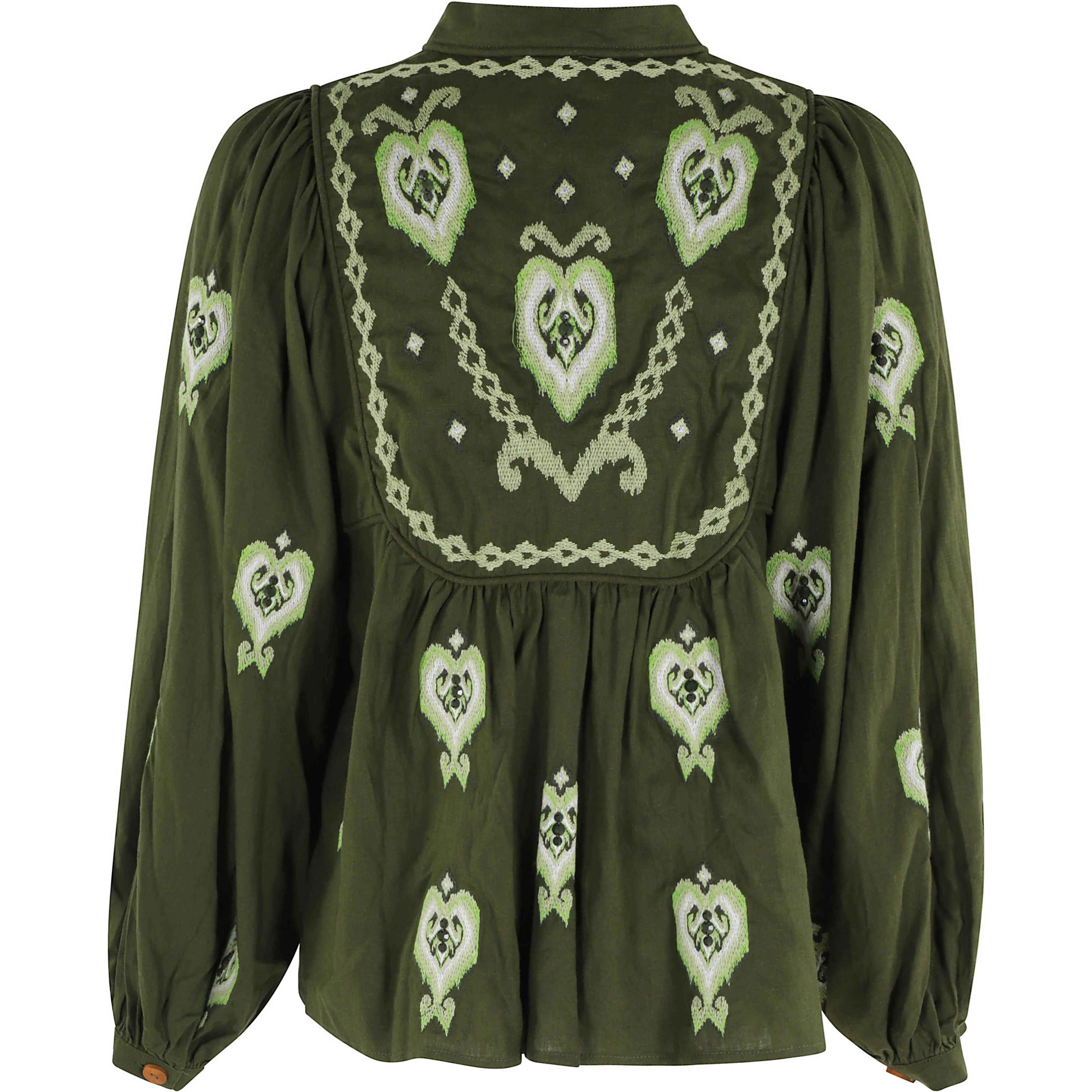 GREEN EMBROIDERED BLOUSE