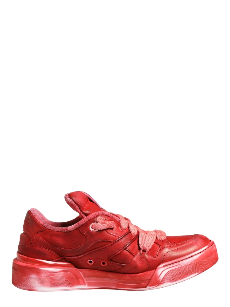 Red Distressed Suede Men Sneakers Shoes