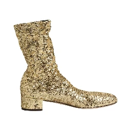Gold Sequined Short Boots Stretch Shoes
