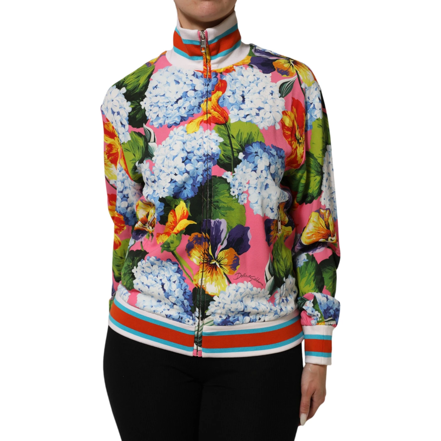 Multicolor Floral Print Zip Cardigan Jacket