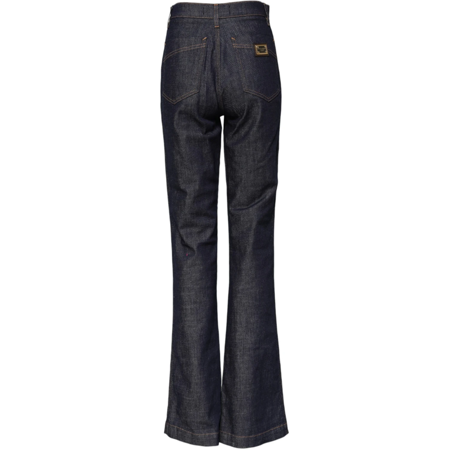 Dark Blue Cotton Flared Wide Leg Denim Jeans