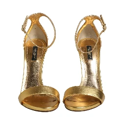 Gold Leather Keira High Heels Sandals Shoes