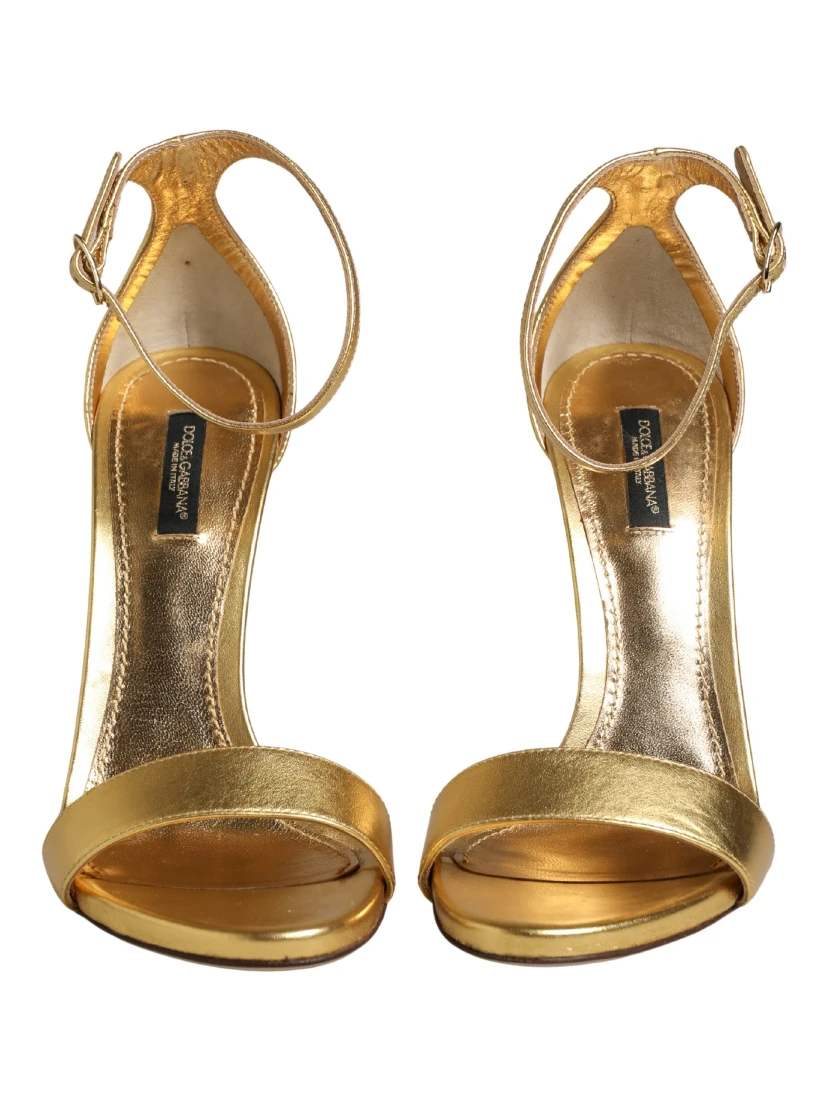 Gold Leather Keira High Heels Sandals Shoes
