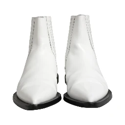 White Leather Chelsea SlipOn Ankle Boots Shoes