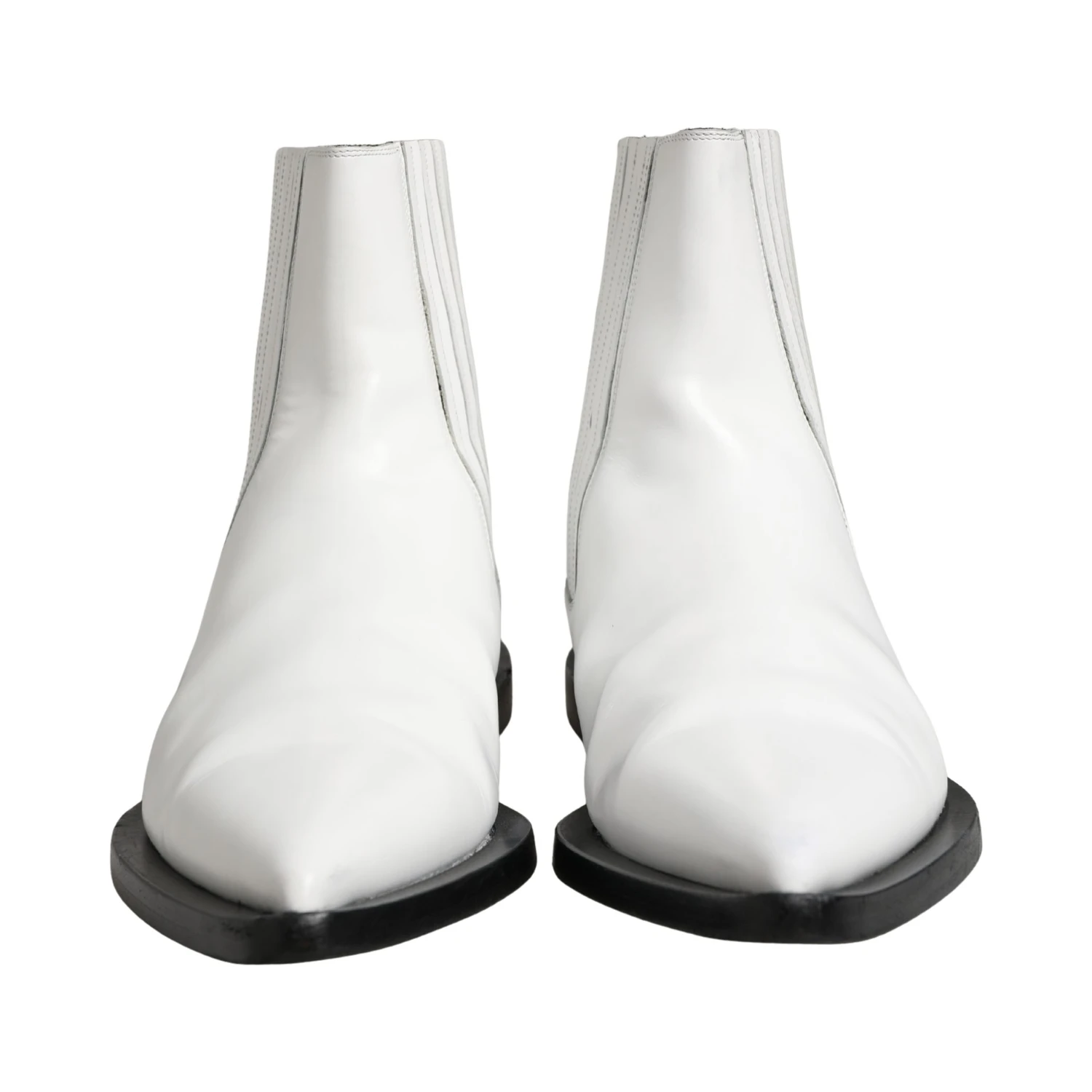 White Leather Chelsea SlipOn Ankle Boots Shoes